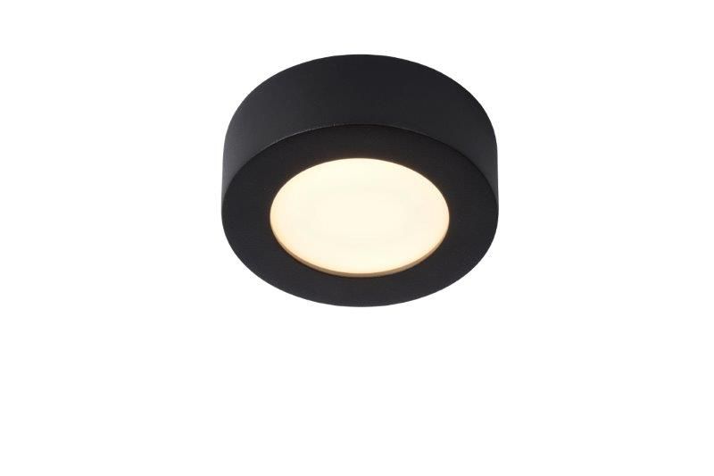 LUCIDE 28116/11/30 BRICE stropné stmievateľné kúpeľňové LED svietidlo 8W Ø11.5cm IP44 čierna