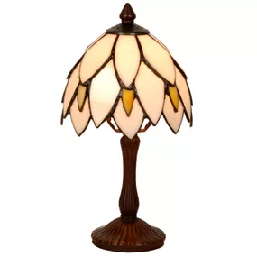 Clayre&Eef Lilli – chutná stolná lampa v štýle Tiffany, Obývacia izba / jedáleň, sklo, kov, E14, 25W, K: 34cm