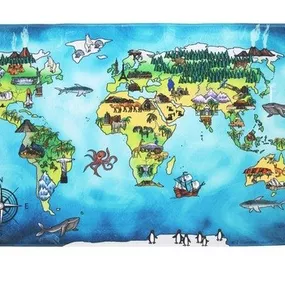 Protišmykový kusový koberec World map - 76,5x117 cm