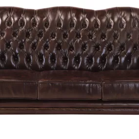 Pohovka trojmiestna Chesterfield Crown z pravej hovädzej kože Brown - Brown