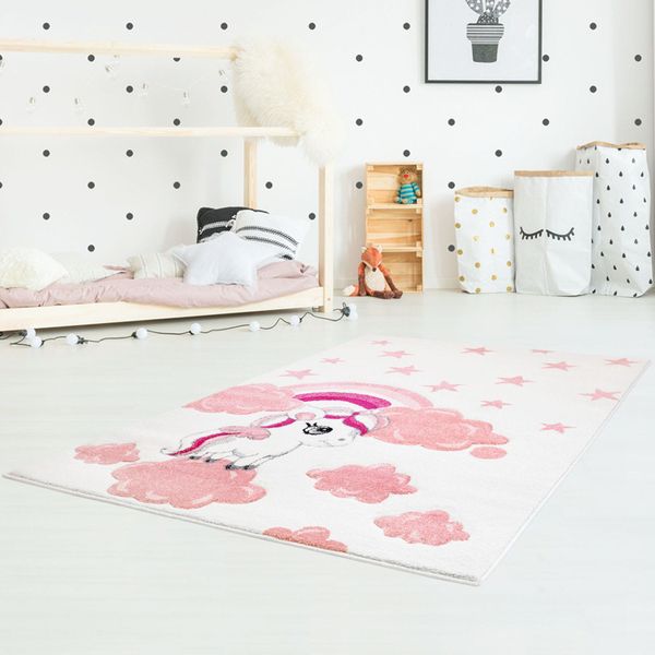 DomTextilu Krémovo ružový koberec do detskej izby pre dievčatko 42004-197347