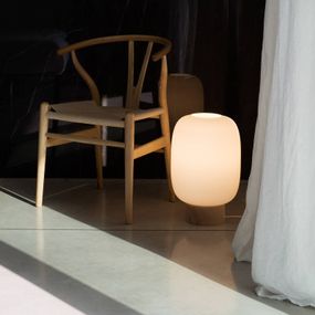 Prandina Santachiara T1 stolová lampa, Obývacia izba / jedáleň, sklo, drevo, E14, 8W, K: 29cm