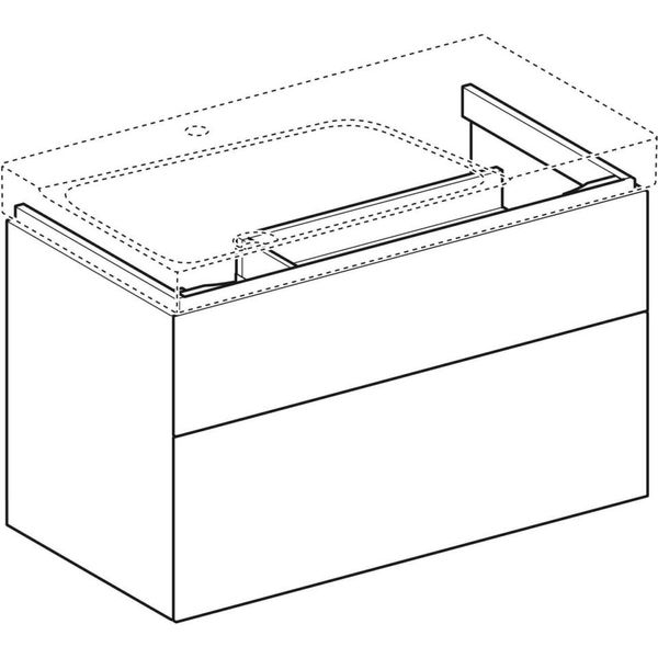 Geberit Xeno 2 - Skrinka pod umývadlo 900 mm, s odkladacou plochou, zásuvka s LED svietidlom, sivá 500.515.43.1