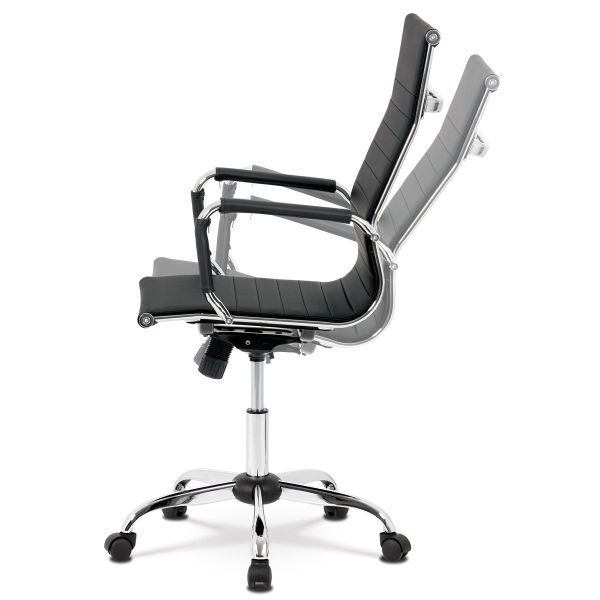 Autronic Kancelárska stolička, čierna ekokoža, hojdací mechanismus, kovový chrómovaný kríž - KA-Z305 BK