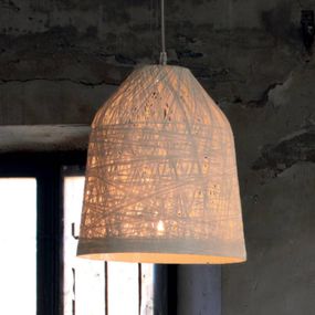 Karman Black Out – biela závesná lampa, 35 cm, Obývacia izba / jedáleň, sklolaminát, kov, E27, 53W, K: 40cm