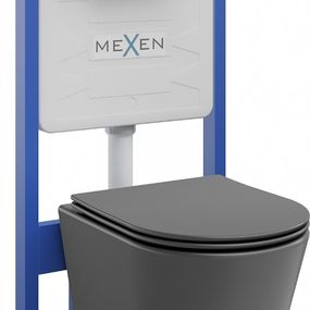 MEXEN/S - WC predstenová inštalačná sada Fenix Slim s misou WC Rico + sedátko softclose, tmavo šedá mat 61030724071
