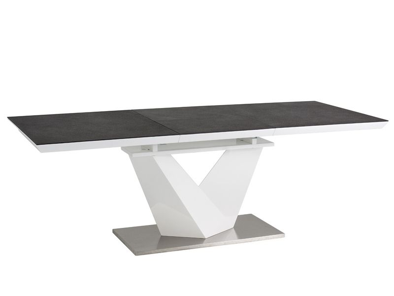 ALARIS jedálenský rozkladací stôl 160, sivá/biely lesk