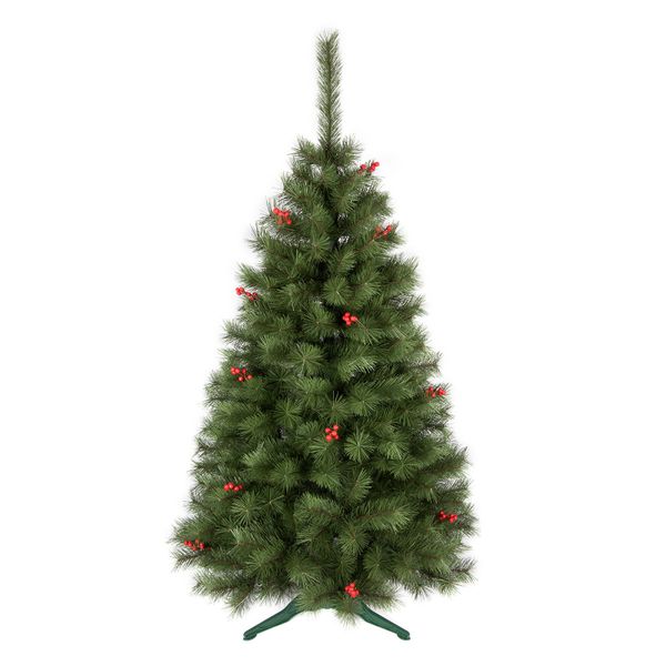 DomTextilu Nádherný umelý vianočný stromček borovica s červenou jarabinou 180 m 47456