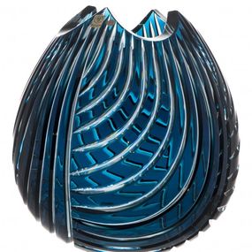 Krištáľová váza Linum, farba azúrová, výška 280 mm