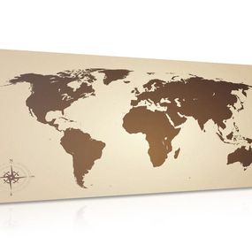 Obraz na korku mapa sveta v odtieňoch hnedej - 120x60
