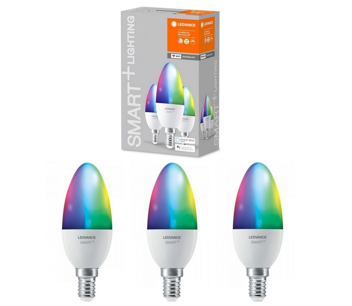 SADA 3x LED RGBW Stmievateľná žiarovka SMART+ E14/5W/230V 2700K-6500K - Ledvance