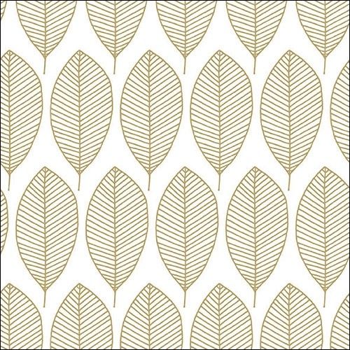 Papierové obrúsky Oval Leaves, white/gold