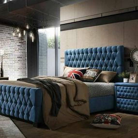 VerDesign, MELÁNIA manželská posteľ 180 x 200, modrá látka