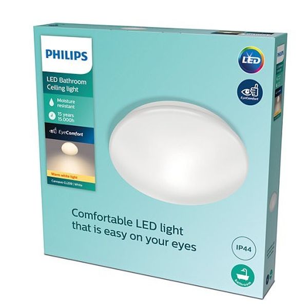 Philips Canopus CL259 LED kúpeľňové stropné svietidlo 1x20W | 2000lm | 2700K | IP44 - ochrana EyeComfort, biela