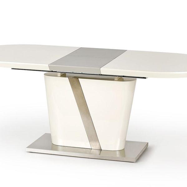 Rozkladací jedálenský stôl Iberis - krémový lesk / sivý lesk