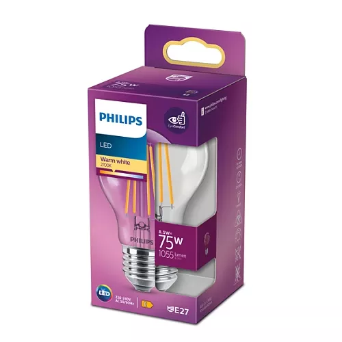 Philips 8718699762995 LED žiarovka classic 8,5W/75W 1055lm E27 2700K A60 filament