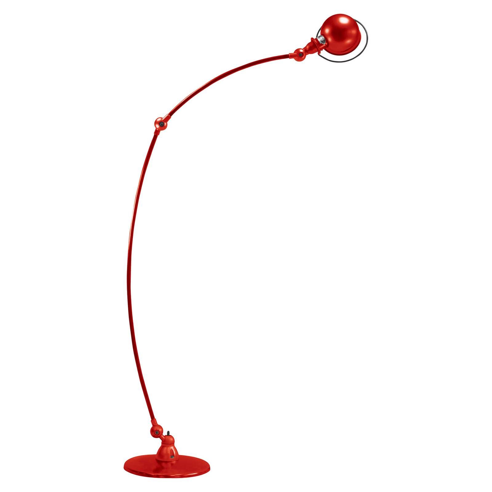 Jieldé Loft C1260 oblúková stojaca lampa, červená, Obývacia izba / jedáleň, hliník, oceľ, E27, 60W, K: 180cm
