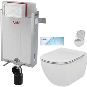 ALCADRAIN Renovmodul - predstenový inštalačný systém bez tlačidla + WC Ideal Standard Tesi so sedadlom SoftClose, AquaBlade AM115/1000 X TE1