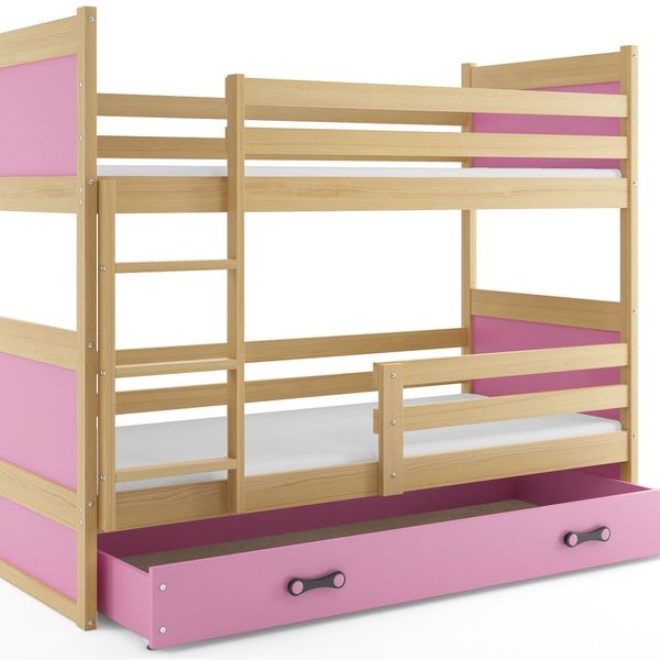 Poschodová posteľ RICO 2 - 190x80cm - Borovica - Ružový