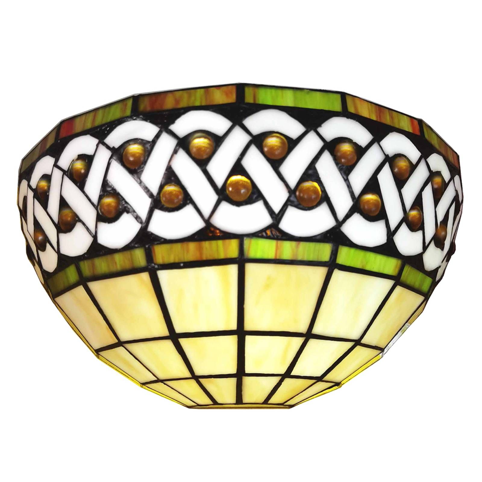 Clayre&Eef Nástenné svetlo 5LL-6150 v Tiffany vzhľade, Obývacia izba / jedáleň, sklo, E27, 60W, P: 31 cm, L: 15 cm, K: 21cm