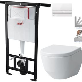 ALCADRAIN Jádromodul - predstenový inštalačný systém s bielym tlačidlom M1710 + WC LAUFEN PRO + SEDADLO AM102/1120 M1710 LP3