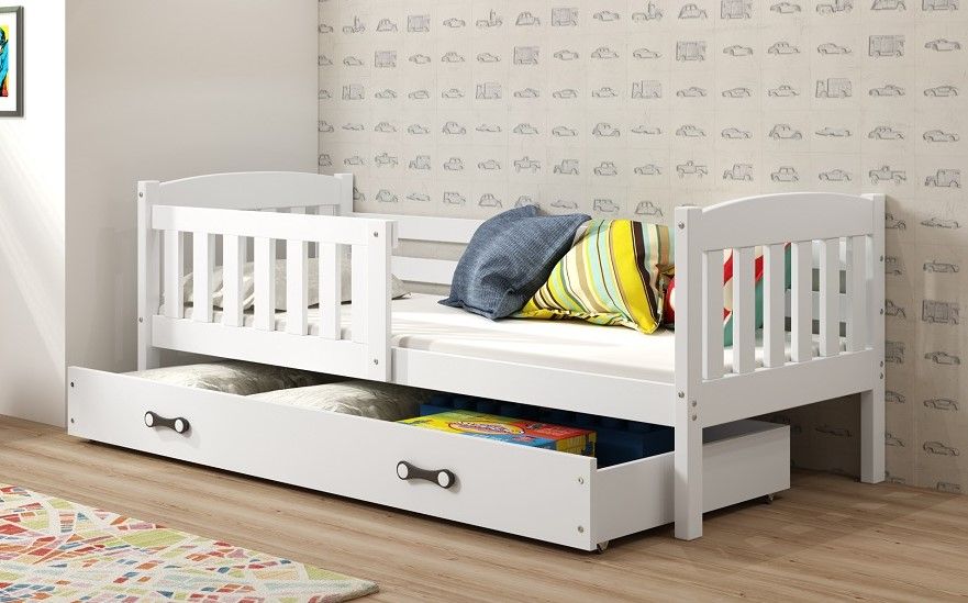 Detská posteľ KUBÍK so zásuvkou 160x80 cm - biela