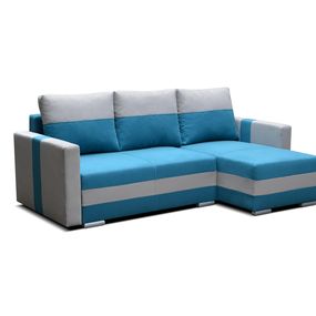 Rohová sedačka Farvum (modrá + svetlosivá) (P)