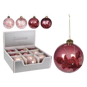 Vianočná guľa - sklenená 100 mm/ružová, mix/1ks