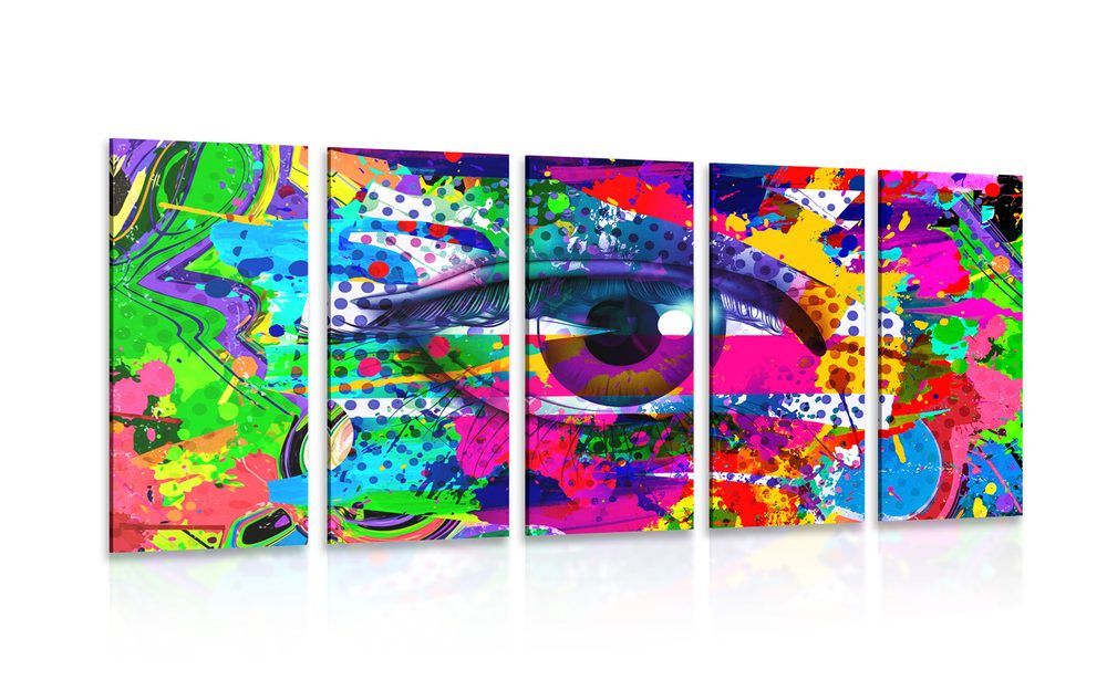 5-dielny obraz ľudské oko v pop-art štýle