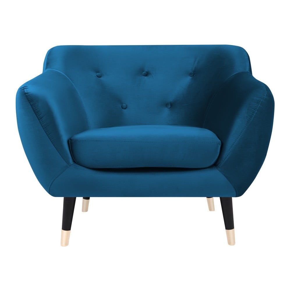 Modré kreslo s čiernymi nohami Mazzini Sofas Amelie