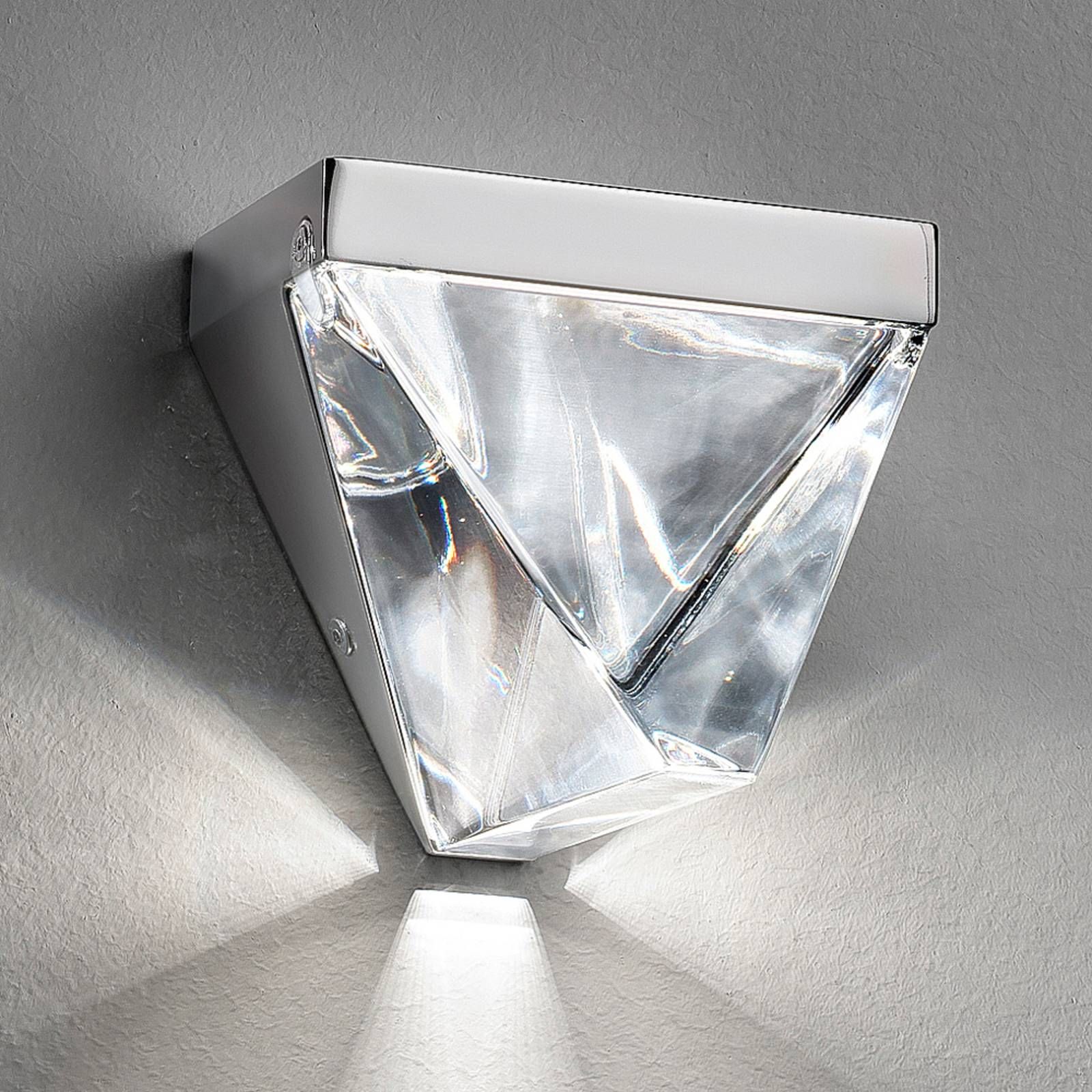Fabbian Tripla krištáľové nástenné LED hliník, Obývacia izba / jedáleň, kov, krištáľové sklo, 4.3W, L: 9.8 cm, K: 9.3cm