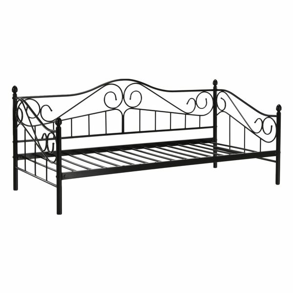 Kovová jednolôžková posteľ s roštom Daina 90x200 cm - čierna