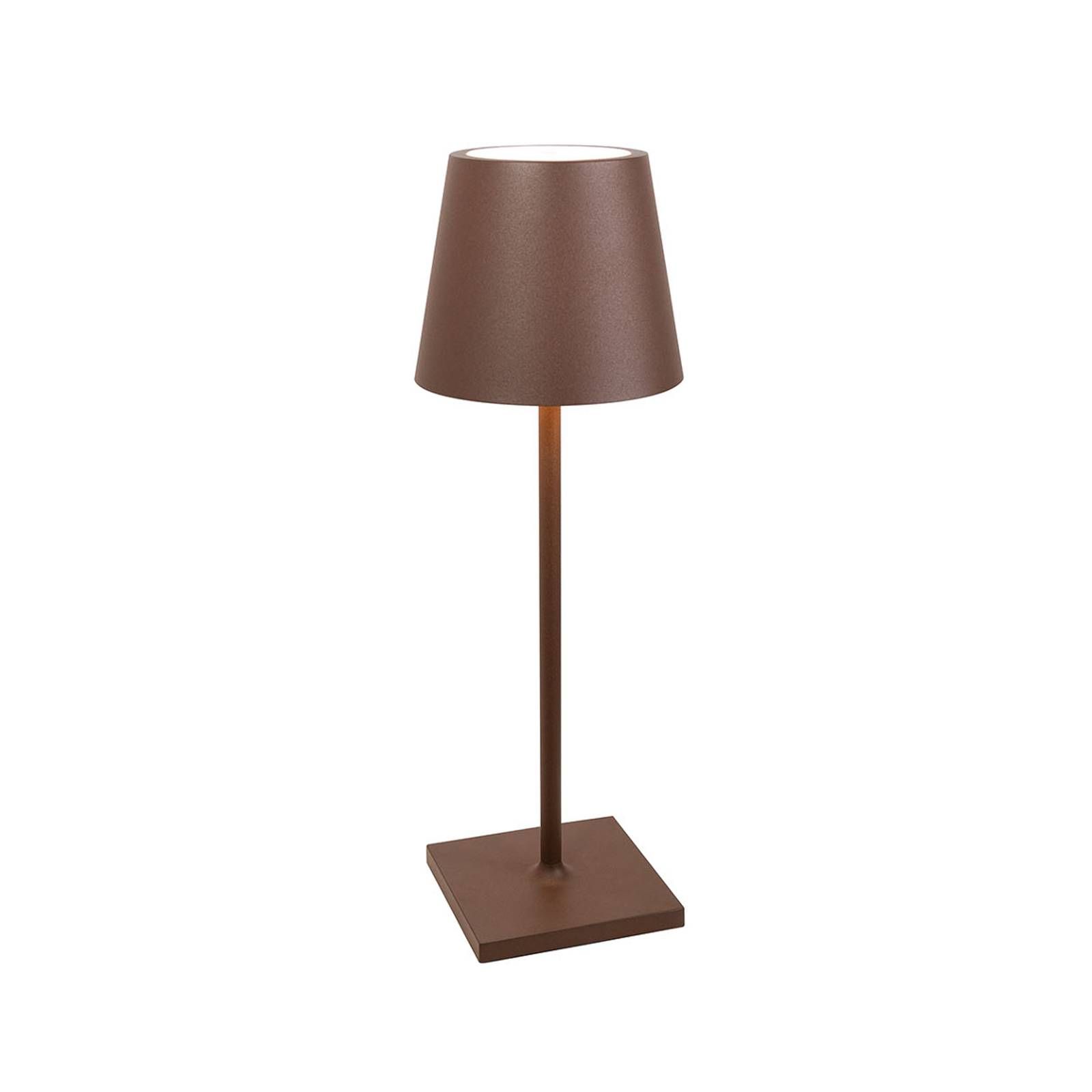 Zafferano Poldina L Desk lampa batérie IP54 corten, Obývacia izba / jedáleň, hliník, polykarbonát, 5.5W, K: 49.7cm