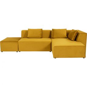 KARE Design Rohová sedačka Infinity s otomanem - jantarově žlutá, pravá