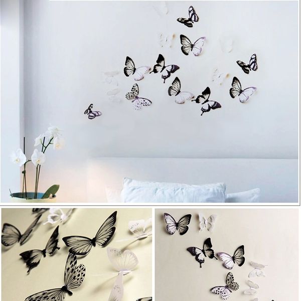 Sada 18 adhezívnych 3D samolepiek Ambiance Butterflies Chic
