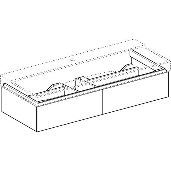 Geberit Xeno 2 - Skrinka pod umývadlo 1200 mm, s LED svietidlom, 2 zásuvky, sivá 500.517.43.1