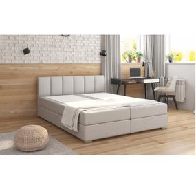 Manželská posteľ Boxspring 180 cm Rhoni (svetlosivá) (s roštom, matracom a úl. priestorom)