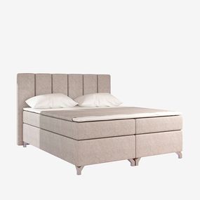 Čalúnená manželská posteľ s úložným priestorom Barino 180 - béžová (Dora 21)