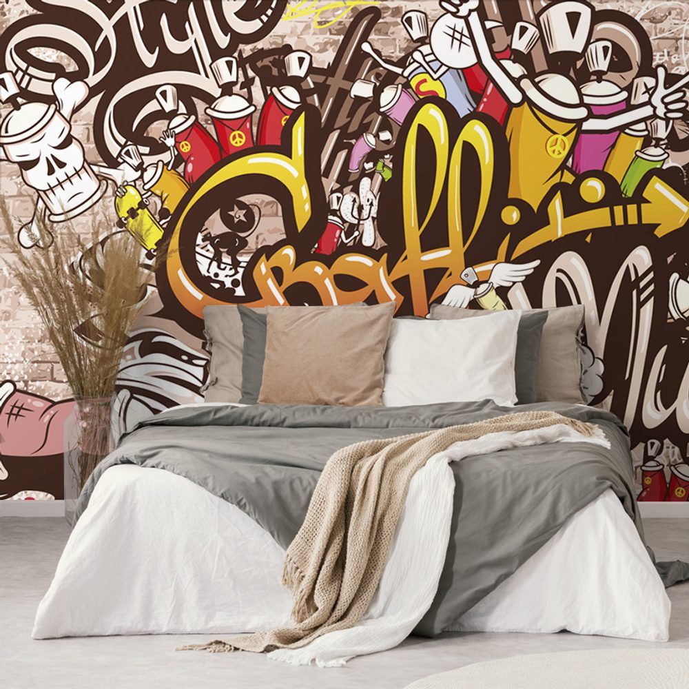 Samolepiaca tapeta veselá graffiti stena - 450x300