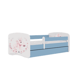 Letoss Detská posteľ BABY DREAMS 140/70 - Koník Modrá S matracom S uložným priestorom