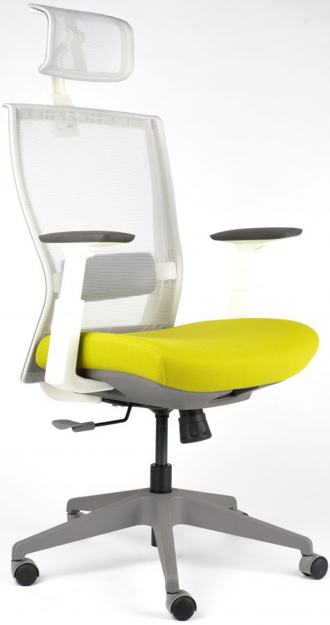 MERCURY Kancelárská stolička M5 biely plast, zeleno-sivá