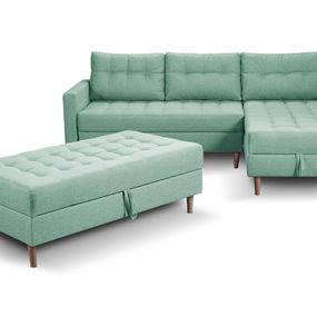 Furniture Sobczak Rohová sedacia súprava Pires s taburetom - Zelená