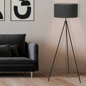 EGLO Stojaca lampa Marasales z textilu, trojnožka, Obývacia izba / jedáleň, textil, oceľ, E27, 40W, K: 149cm