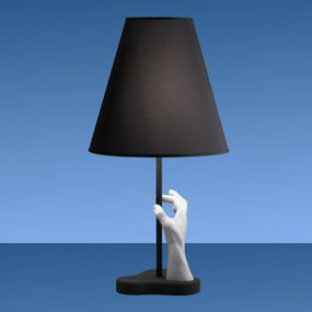 Fontana Arte Mano – dizajnová stolná lampa, Obývacia izba / jedáleň, kov, plast, textil, mramor, E27, 75W, K: 70cm