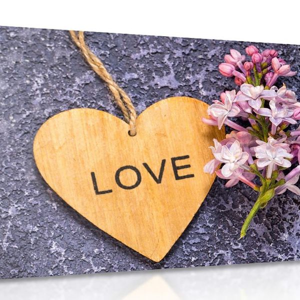 Obraz drevené srdce s nápisom Love - 90x60