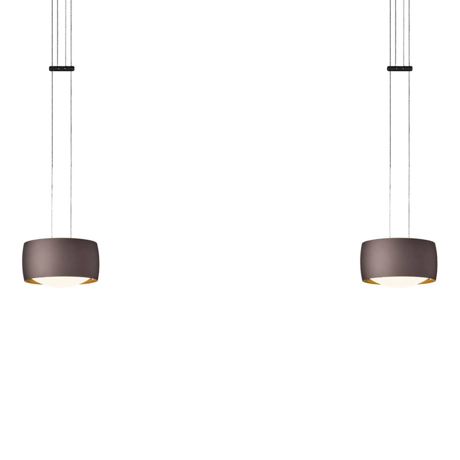 Oligo OLIGO Grace LED závesné svietidlo 2-pl. hnedé, Obývacia izba / jedáleň, hliník, sklo, 18W, P: 83 cm, L: 13 cm