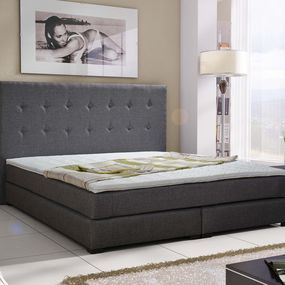 Manželská posteľ Boxspring 140 cm Caserta (sivá) (s matracmi)