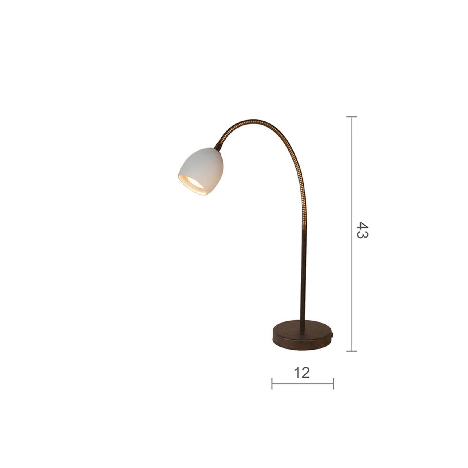 Menzel Provence matná stolná lampa flexi rameno, Obývacia izba / jedáleň, železo, keramika, GU10, 12W, K: 43cm