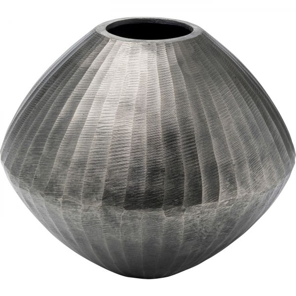 KARE Design Kovová váza Sacramento Carving - stříbrná, 30cm