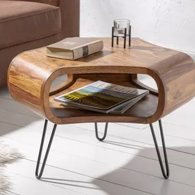 LuxD Dizajnový konferenčný stolík Lorelei, 60 cm, sheesham